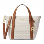 Michael Kors MK Pratt Logotipo Užtrauktuku Užsegamas Pirkinių Krep&scaron;ys Peties Crossbody Krep&scaron;ys Padengtas Drobės Rankinė Mažas Moteri&scaron;kas Tote 35S4G3FM1B-0200 Basic Set (Bag+Dust Bag)