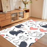 Mielos katės ir &scaron;irdelės vaikų kambario kilimai Neslystantis kilimas Plaunamas kilimas žaidimų kambariui Mink&scaron;tas grindų kilimėlis Namų dekoras Kilimai svetainei Dovana 120X160CM beige