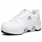 Riedlentės batai su ratukais, ap&scaron;viesti 7 LED, unisex, balti, dydis 39