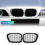 Blizgus Juodas Priekinio Gaubto Inkstų Grotelių Grotelės ABS Dvigubos Linijos Suderinamos su BMW E39 5-serija 525 528 530 M5 1997-2003 Gloss Black