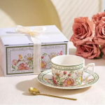 Naujas prancūzi&scaron;kas retro keramikinis puodelis 350 ml i&scaron;skirtinis gėlių kavos puodelis ir lėk&scaron;tė Afternoon Camellia arbatos puodelis Romanti&scaron;ka dovana vandens puodelis 240ml žalia