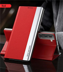 Prabangus odinis atverčiamas dėklas, skirtas Samsung Galaxy S25 Edge S24 S23 S22 S21 S20 Ultra S10 Plus S23 S21 S24 FE Note 20 Ultra, su stoveliu For S21 FE raudona