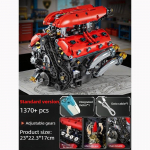 Techninis V8 variklio modelis Statybinių kaladėlių rinkinys su elektrinio variklio surinkimo kaladėlėmis Žaislai Vaikams Berniukams Gimtadienio Dovanos Darbalaukio Dekoro Žaislas