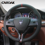 Raudonas žymeklis Pilnos juodos odos vairo dangtelis Maserati Levante Ghibli Quattroporte 2014 2015 2016 2017 2018 red marker thread gray
