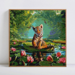 Deimantinė tapyba Animal Tiger 5D &bdquo;pasidaryk pats&ldquo; pilnas apvalus kalnų kri&scaron;tolo deimantinis siuvinėjimas kryželiu 30x30CM