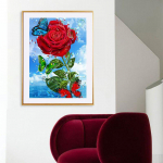 Deimantinis tapybos siuvinėjimas Rožių drugelio gėlės Rankų darbo deimantų tapyba Mozaikinis kryžiaus siuvinėjimas 20X30CM