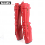 18 cm Itin auk&scaron;takulniai baleto batai feti&scaron;as Sexy Wedge bekulnis, suvarstomas, rakinamas, iki kelių 41 juoda