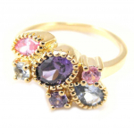 Bague Plaqu&eacute; Or 'Merveilles' Violet Rose Bleu