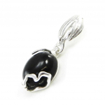 Les Tr&eacute;sors De Lily [I8895] - Pendentif Argent 'D&eacute;esse Noir de Jais' noir argent&eacute; (rhodi&eacute;) - 28x10 mm