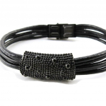 Les Tr&eacute;sors De Lily [J3059] - Bracelet acier 'Peaceful' noir ruthenium