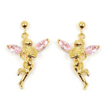 Les Tr&eacute;sors De Lily [L4293] - Boucles Plaqu&eacute; Or 'F&eacute;e Clochette' rose dor&eacute; - 25x15 mm