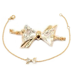 Les Tr&eacute;sors De Lily [L5311] - Bracelet Plaqu&eacute; or 'Noeud Romantique' blanc dor&eacute; - 10x7 mm