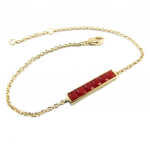 Les Tr&eacute;sors De Lily [P8034] - Bracelet Plaqu&eacute; Or 'Boho' rouge dor&eacute; - 20x4 mm