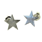 7bis [P8207] - Boucles artisanales 'Une Etoile est N&eacute;e' argent&eacute; - 9x9 mm