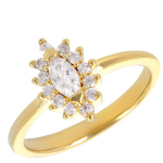 Bague Plaqu&eacute; Or 'Victorina' blanc dor&eacute; - 11x7 mm