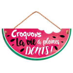 Les Tr&eacute;sors De Lily [Q7102] - Plaque bois 'Messages'rose vert (Past&egrave;que - Croquons la vie &agrave; pleines dents ! ) - 26x12 cm ry&scaron;kiai rožinė