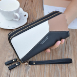 SCIONE rankinė piniginė su dvigubu užtrauktuku Lady Long Splicing Contrast Double Wallet 19.5cm*9.5cm*4cm juoda