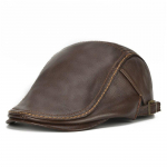 NORTHWOOD Solid Natūralios odos Rudens Ainter Berets Kepuraitė vyrams &Scaron;iltos beretės kepurės Plok&scaron;čios beretės kepurės Bone Brim Kepurės 56-60 cm tamsiai ruda spalva