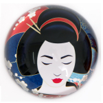 Les Tr&eacute;sors De Lily [A2908] - Presse papier verre 'Geisha' bleu multicolore - 78x40 mm turkis
