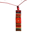 Les Tr&eacute;sors De Lily [R7910] - Collier artisanal 'Cubisme' orange rouge - 57x16 mm