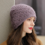 Nauja žieminė kepurė Gatvės mados triu&scaron;io kailio mi&scaron;inio stora &scaron;ilta kepurė moterims eleganti&scaron;ka perlų dekoracija megzta kepurė moterims, dovana M（56-58cm）