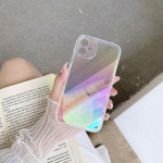 Prabangus Rainbow Laser telefono dėklas, skirtas iPhone 13 Pro Max 11 12 Pro Max Mini Xs Max Xr 7 8 Plus skaidrus smūgiams atsparus Aurora mink&scaron;tas dangtelis For iPhone SE 2020