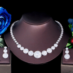 CMM papuo&scaron;alai subtilus balto aukso spalvos apvalus kubinis cirkonis vestuvių &scaron;ventinis kostiumas karoliai auskarai nuotakos papuo&scaron;alų rinkiniai