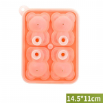 Silikoninė me&scaron;kiuko ledo formelė Mažo me&scaron;kiuko formos ledo kubelio silikoninė formelė ledo padėklas viskio silikoninė ledukų dėžutė 14.5*11cm oranžinė
