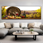 Italija Raudonojo vyno taurė vynuogės ir statinės drobė tapyba peizažas plakatai ir spaudiniai sieniniai meno paveikslai namų dekoras be rėmelio 20cm&times;40cm NoFrame