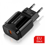Quick Charge 3.0 USB įkroviklis QC 3.0 18W greito įkrovimo adapteris sieninis mobiliojo telefono įkroviklis skirtas iPhone Samsung Xiaomi Huawei Oneplus EU Black