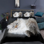 3D Pet Cat patalynės komplektas Miegamojo katės ra&scaron;to antklodės užvalkalas pagalvės užvalkalas patalynė viengulė dvigulė lova viso dydžio 2/3 vienetų mikropluo&scaron;to AU Double 180x210cm
