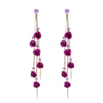 1 pora kabančių auskarų putojantis kalnų kri&scaron;tolas Eleganti&scaron;kas romanti&scaron;kas hipoalergi&scaron;kas ilgų rožių gėlių kutų smeigtukas violetinė