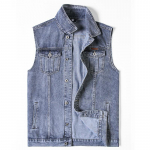 Vintažinė vyri&scaron;ka džinsinė striukė be rankovių Vakarų stiliaus Jean Jacket Tucker liemenė