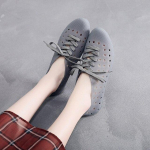 Pavasaris Vasara Baotou Tu&scaron;čiaviduriai Sandalai Moteri&scaron;ki Laisvalaikis Lauke Keturi sezonai Plok&scaron;tūs Batai Moteri&scaron;ki Batai Batai Su skylutėmis 37 pilka spalva