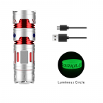 USB įkraunamas ne&scaron;iojamas LED žibintuvėlis pir&scaron;tų galiukų giroskopas dekompresinis žibintuvėlis lauko aliuminio lydinio mini žibintuvėlis prožektorius kempingo &scaron;viesa FS1 Silver