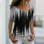 Vasaros naujiena Akinanti spalvota spauda gėlėmis Ploni laisvalaikio mar&scaron;kinėliai Mada Pagrindiniai gatvės drabužiai Eleganti&scaron;ki moteri&scaron;ki trumpomis rankovėmis XS-8XL M