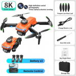 Naujas S118 be&scaron;epetėlis mini dronas HD ESC trijų kamerų variklio optinis srautas, sklandantis kliūčių i&scaron;vengimas, vėjui atsparus keturkopterio žaislas 3 battery oranžinė