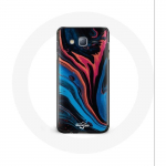 Coque pour Samsung Galaxy j3 2016 Texture abstraite bleu noir rouge