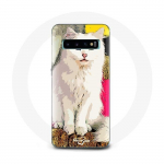 Coque pour Samsung Galaxy S10 Plus Turc de Van Chat Blanc aux yeux bleu et jaune