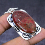 Natural Red River Jasper Gemstone 925 Steling Silver Jewelry Pendant 2.09 l0q19