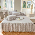Pavasario ir vasaros nėriniuotas lovos sijonas Vienvietis princesės nėrinių &scaron;lifuotas čiužinys Neslystantis apsauginis užvalkalas lovatiesė Dovana 180*220cm 3pcs