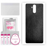 apgo Protective Skin Sticker for the back compatible with Oukitel K6, Wrap Film, Foil, Vinyl - Pattern Black Leather