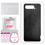 apgo Protective Skin Sticker for the back compatible with Asus ROG Phone 5, Wrap Film, Foil, Vinyl - Pattern Black Leather