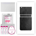 Apgo apsauginis odos lipdukas nugarai, suderinamas su Samsung Galaxy Z Flip 3, įvyniojama plėvelė, folija, vinilas &ndash; juoda oda
