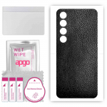 apgo Protective Skin Sticker for the back compatible with Meizu 20 Infinity, Wrap Film, Foil, Vinyl - Pattern Black Leather