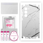apgo Protective Skin Sticker for the back+sides compatible with Samsung Galaxy S23+ Plus, Full Wrap Film, Foil, Vinyl - Pattern White Marble