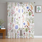 Mėlynos gėlės Baltos tiulio permatomos užuolaidos gyvenamojo kambario dekoravimui Užuolaidos kambariui miegamojo virtuvei Voile organza užuolaidos 135W x 114H(cm)