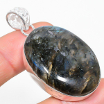 Natural Labradorite Gemstone Handmade 925 Sterling Silver Pendant 2.05 o5r67