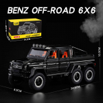 1/20 Benz AMG 6x6 Big Wheel visureigio modelio visureigis metalo liejimo transporto priemonių kolekcija Garso ir &scaron;viesos miniatiūrinis žaislinis automobilis vaikams 1/20-Size:24.6*10.3*8.9cm juoda