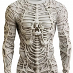 3D Print Skeleton Skulls Pattern Mar&scaron;kinėliai Vyri&scaron;ki ilgomis rankovėmis Laisvalaikio madingi mar&scaron;kinėliai Vir&scaron;utiniai megztiniai Kvėpuojantys gatvės drabužiai Laisvi mar&scaron;kinėliai 2XL